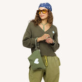 KR Saturday V Neck Sweater, Army Green-Kerri Rosenthal