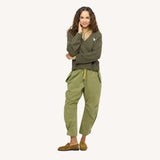 KR Saturday V Neck Sweater, Army Green-Kerri Rosenthal