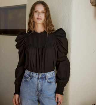 Cleobella Irina Blouse, Black-Cleobella
