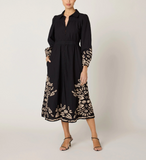 Cleobella Elyse Midi Dress, Black/Ivory-Cleobella