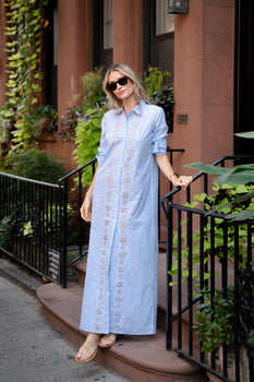 Maxi Shirt Dress, Blue/ White-Sail to Sable