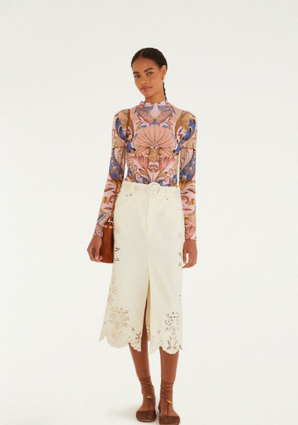 Sea Garden Scarf Jersey Blouse, Soft Pink-Farm Rio