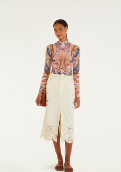 Sea Garden Scarf Jersey Blouse, Soft Pink-Farm Rio