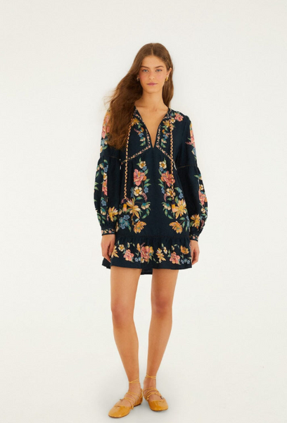 Maira Mini Dress, Dark Blue-Farm Rio