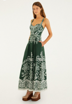 Miranda Maxi, Dark Green Belt Buckles-Farm Rio