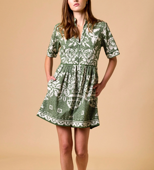 Cleo Starling Mini Dress, Verdant Flight-Cleobella