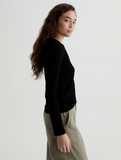 Julia Essential Long Sleeve Tee, Super Black-AG