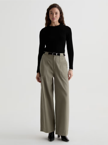 Julia Essential Long Sleeve Tee, Super Black-AG