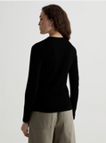 Julia Essential Long Sleeve Tee, Super Black-AG