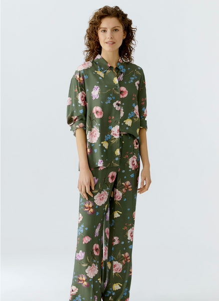 Garden Floral Blouse, Khaki Red-oui