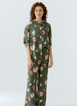 Garden Floral Blouse, Khaki Red-oui