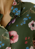 Garden Floral Blouse, Khaki Red-oui