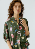 Garden Floral Blouse, Khaki Red-oui