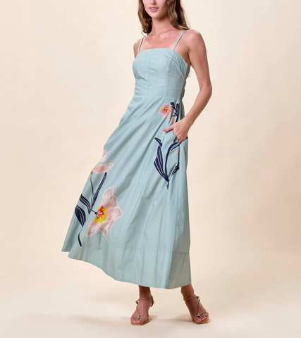 Riley Ankle Dress, Moresco Blue Surf-Cleobella