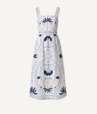 Carmen Midi Dress, Liliana Blue Surf Print-Cleobella