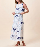 Venetia Top, Liliana Blue Surf Print-Cleobella