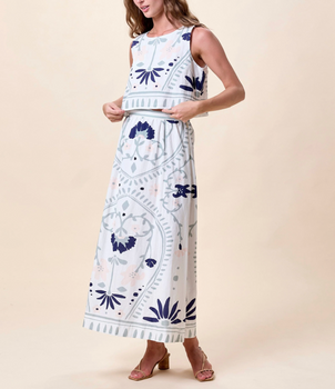 Venetia Top, Liliana Blue Surf Print-Cleobella