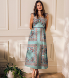 Veronique Ankle Dress, Bleura Print-Cleobella