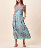 Veronique Ankle Dress, Bleura Print-Cleobella