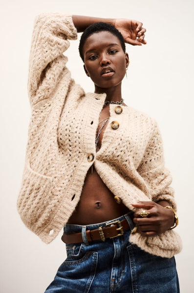 ba&sh Bosic Cardigan, Beige-ba&sh