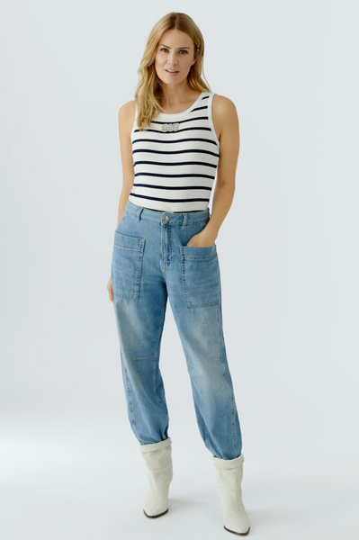 Striped Tank, Off White Blue-oui