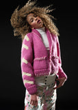 GOGO Short Coyote Cardi, Raspberry/ Snow-GOGO Sweaters