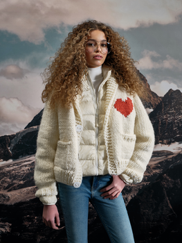 GOGO Short Heart Cardi, Snow Orange-GOGO Sweaters