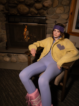 Short Heart Cardi, Sage Plum-GOGO Sweaters