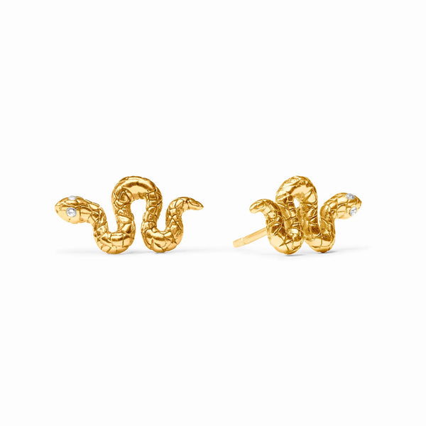 JV Snake Stud Earrings, Cubic Zirconia-Julie Vos