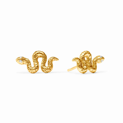 JV Snake Stud Earrings, Cubic Zirconia-Julie Vos