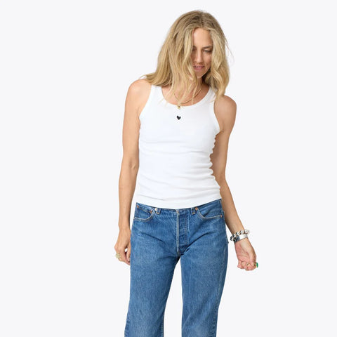 Kerri Rosenthal Heart Tank, White-Kerri Rosenthal