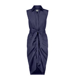 Sleeveless Wrap Front Dress, Navy-The Shirt - Rochelle Behrens
