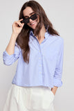 TS Long Sleeve Boxy Crop, Thin Blue/ White Stripe-The Shirt - Rochelle Behrens