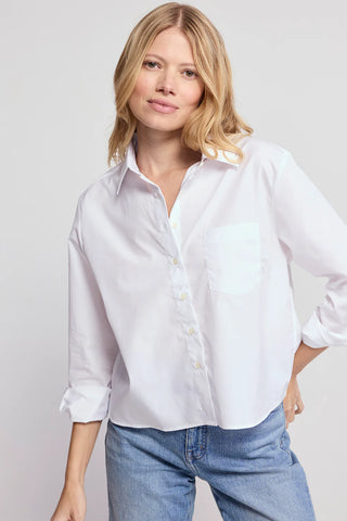 The Long Sleeve Boxy Crop, White-The Shirt - Rochelle Behrens