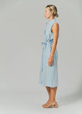 Sleeveless Midi Dress Light Blue/Taupe-The Shirt - Rochelle Behrens