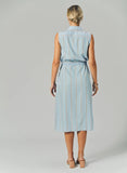 Sleeveless Midi Dress Light Blue/Taupe-The Shirt - Rochelle Behrens