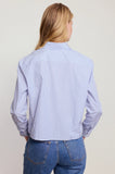 The Long Sleeve Boxy Crop, White/Blue Stripe-The Shirt - Rochelle Behrens