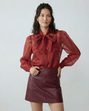 The French Bow Shirt, Burgundy-The Shirt - Rochelle Behrens