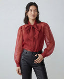 The French Bow Shirt, Burgundy-The Shirt - Rochelle Behrens