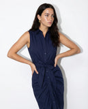 Sleeveless Wrap Front Dress, Navy-The Shirt - Rochelle Behrens