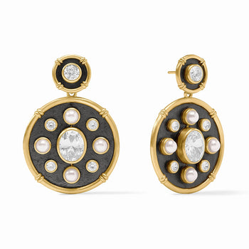 Julie Vos Tribeca Statement Earring, Black/ Pearl-Julie Vos