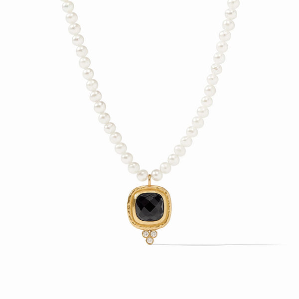 Tudor Delicate Necklace, Gold-Obsidian Black-Julie Vos