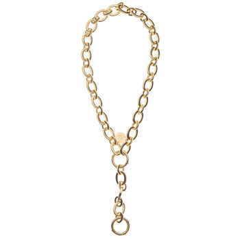 JW Lariat Chunky Link Necklace, Gold-Jane Win