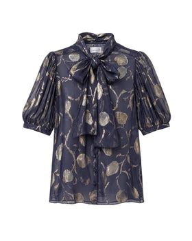 Peggy Blouse, Foothill Leaf Metallic-Cartolina