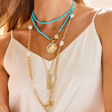 JW DBL Wrap Bead Necklace, Turquoise-Jane Win