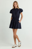 SUN Cotton Poplin Poppy Dress, Navy-sundays