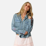 Western Pia Denim Shirt, True Denim-Kerri Rosenthal