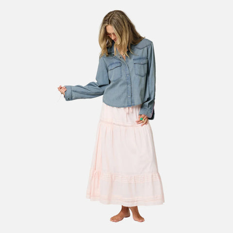 Western Pia Denim Shirt, True Denim-Kerri Rosenthal