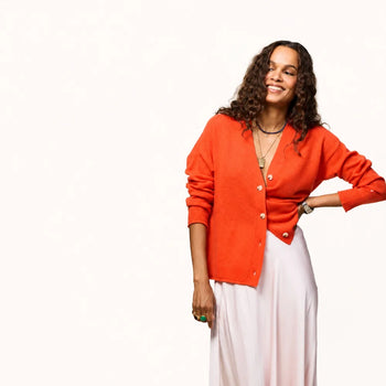 KR Whisper Featherweight Cardigan, Tomato-Kerri Rosenthal