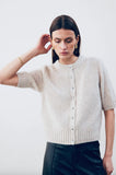W.C Clara Short Sleeve Cardigan, Earth-W.CASHMERE